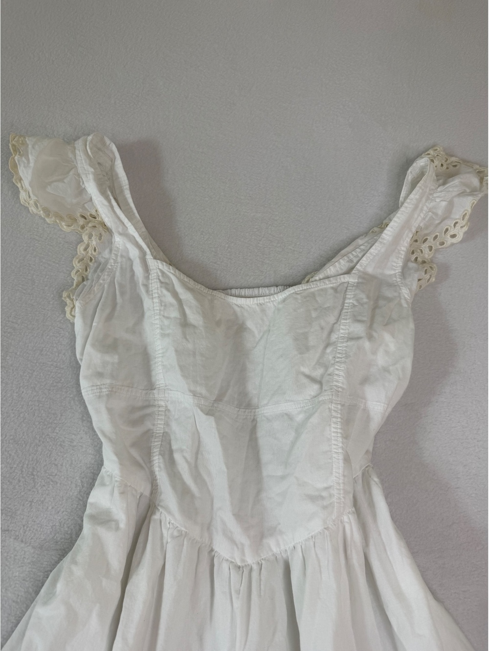 American Eagle White Eyelet Embroidered Mini Dress Women’s Large W Pockets - Picture 4 of 7